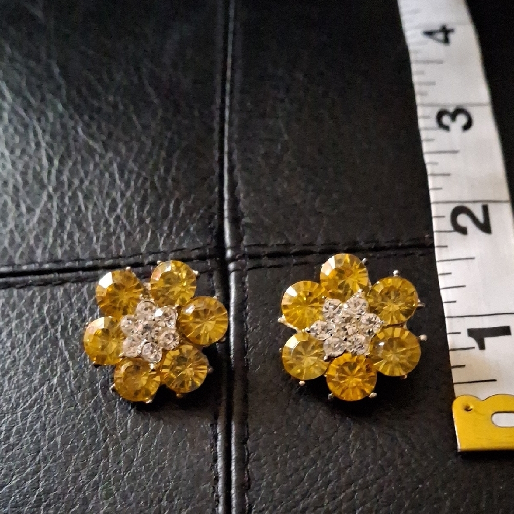 Gold and Silver Flower Stud Earrings